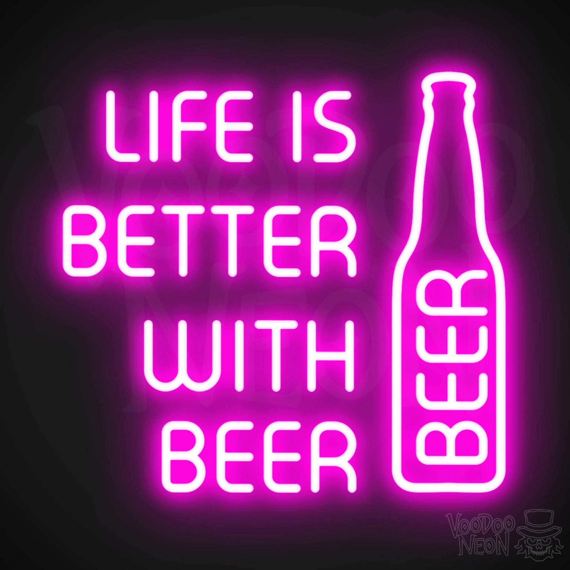 Life Is Better With Beer LED Neon - Pink
