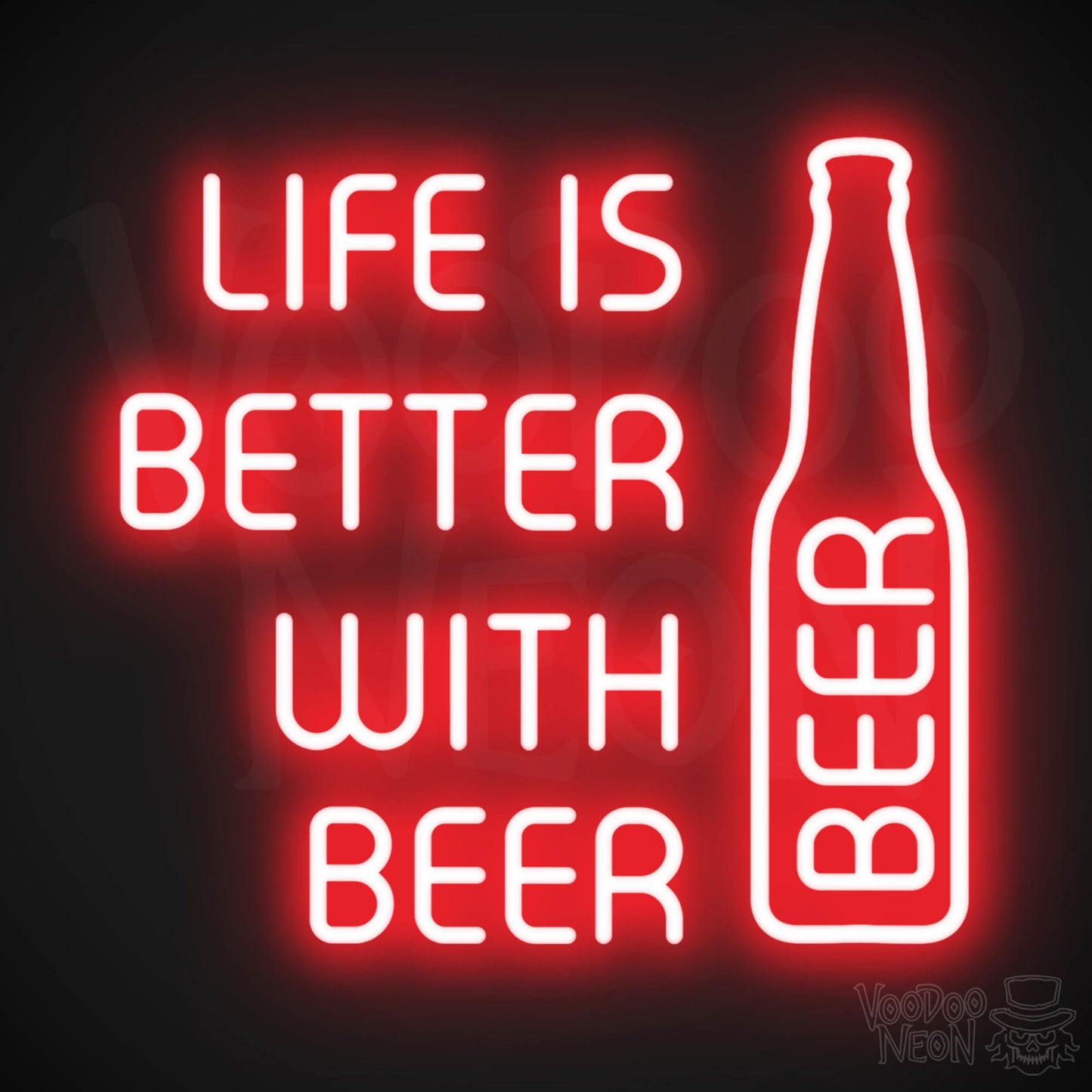Life Is Better With Beer LED Neon - Red