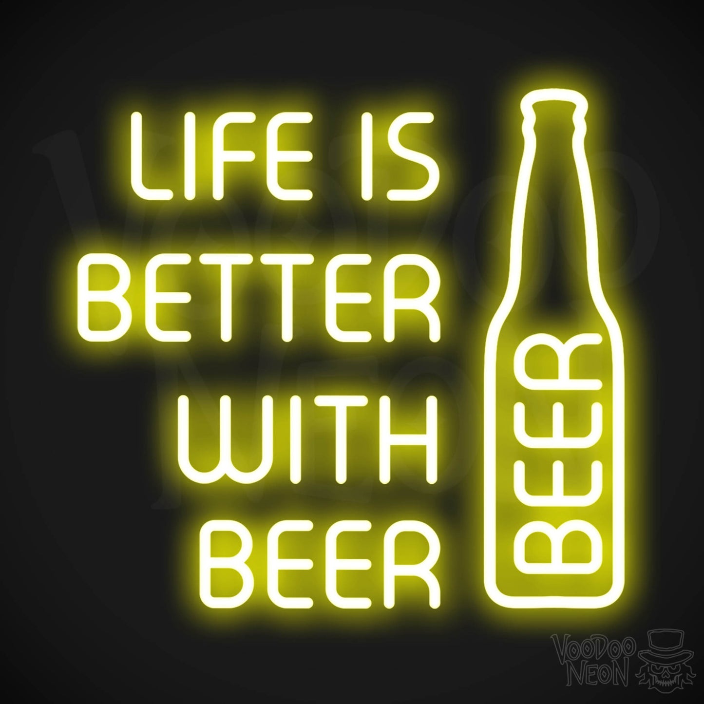 Life Is Better With Beer LED Neon - Yellow