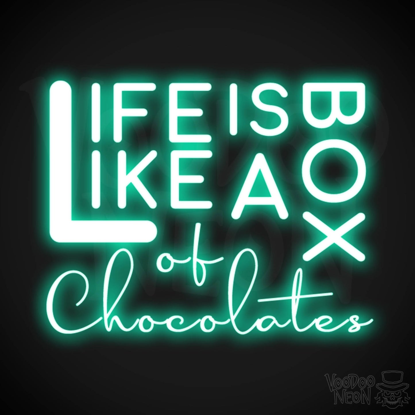 Life Is Like A Box Of Chocolates Neon Sign - Neon Life Is Like A Box Of Chocolates Sign - LED Wall Art - Color Light Green