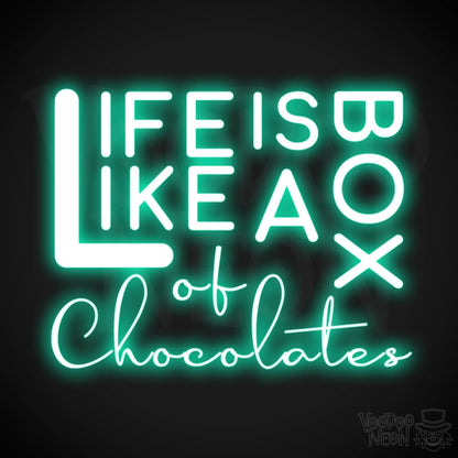 Life Is Like A Box Of Chocolates Neon Sign - Neon Life Is Like A Box Of Chocolates Sign - LED Wall Art - Color Light Green