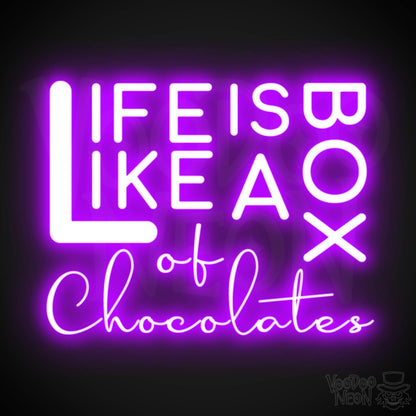 Life Is Like A Box Of Chocolates Neon Sign - Neon Life Is Like A Box Of Chocolates Sign - LED Wall Art - Color Purple