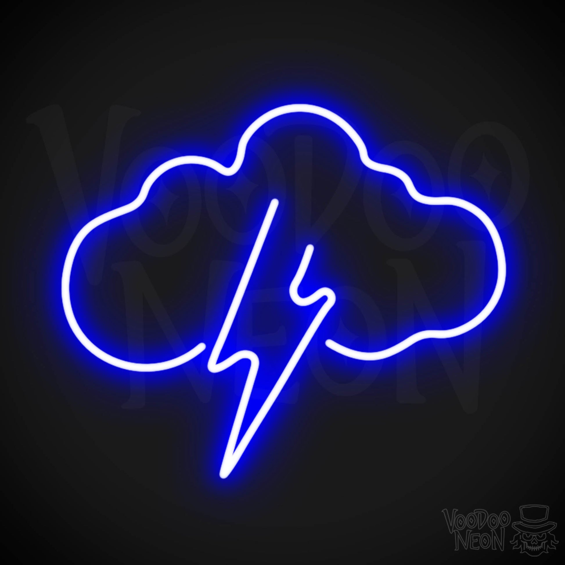 Lightning Neon Sign - Neon Lightning Sign - Wall Art - Color Dark Blue