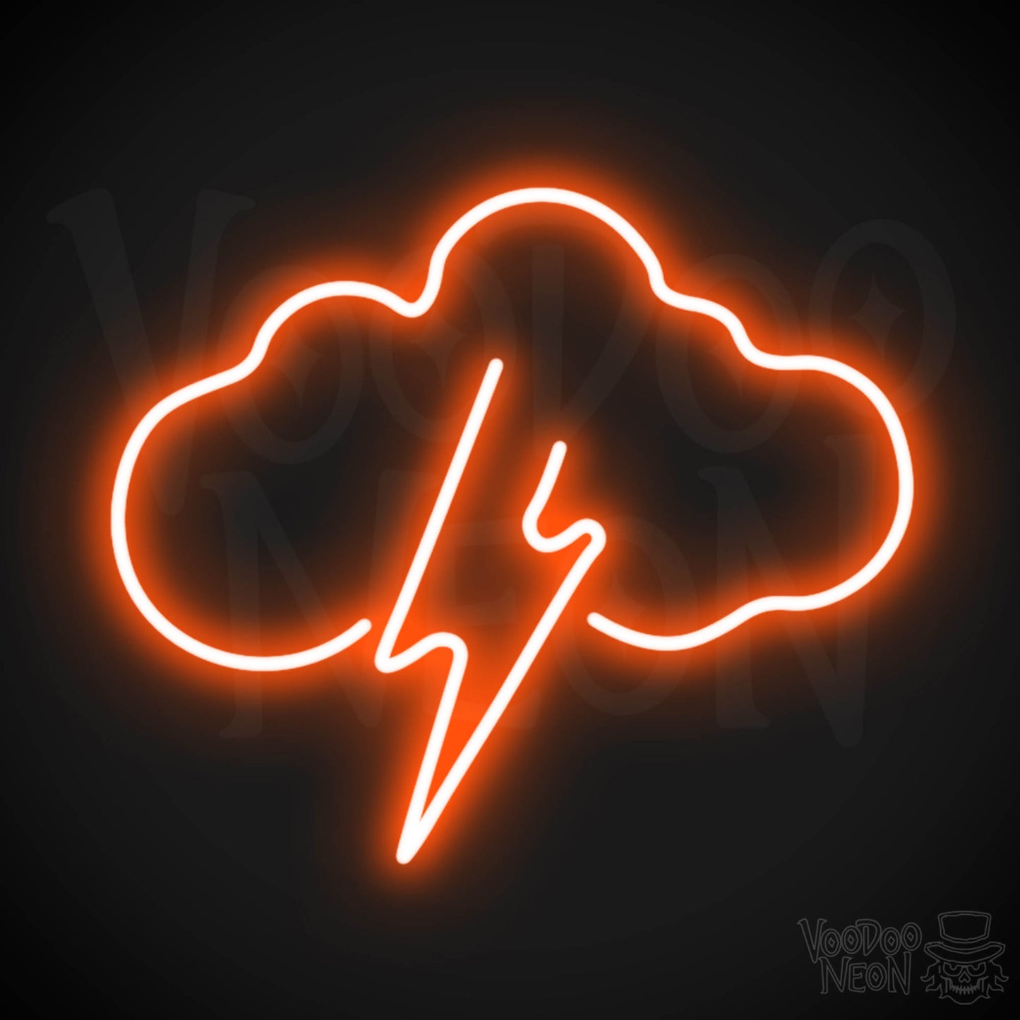 Lightning Neon Sign - Neon Lightning Sign - Wall Art - Color Orange