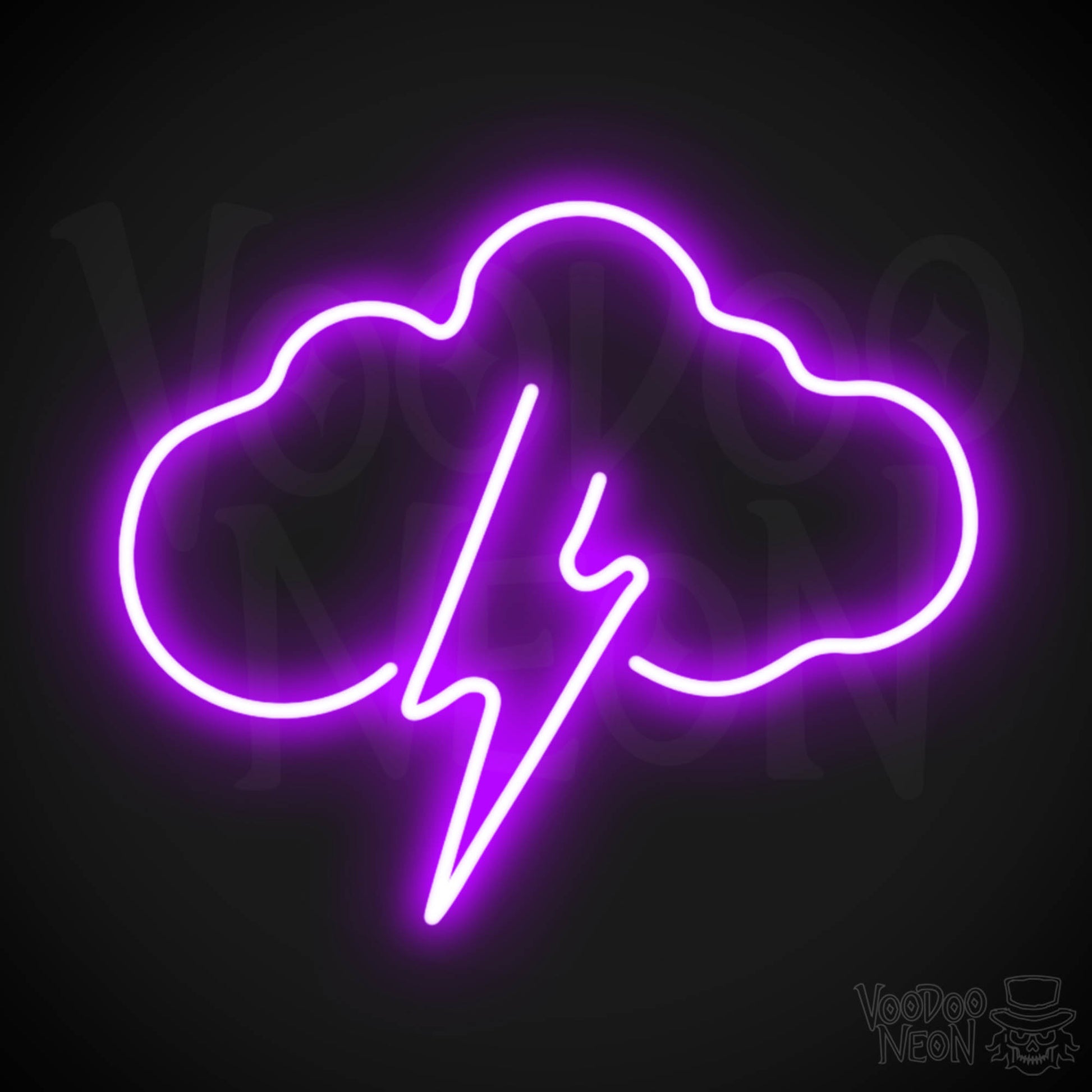 Lightning Neon Sign - Neon Lightning Sign - Wall Art - Color Purple