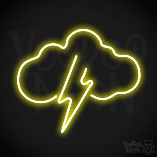 Lightning Neon Sign - Neon Lightning Sign - Wall Art - Color Yellow