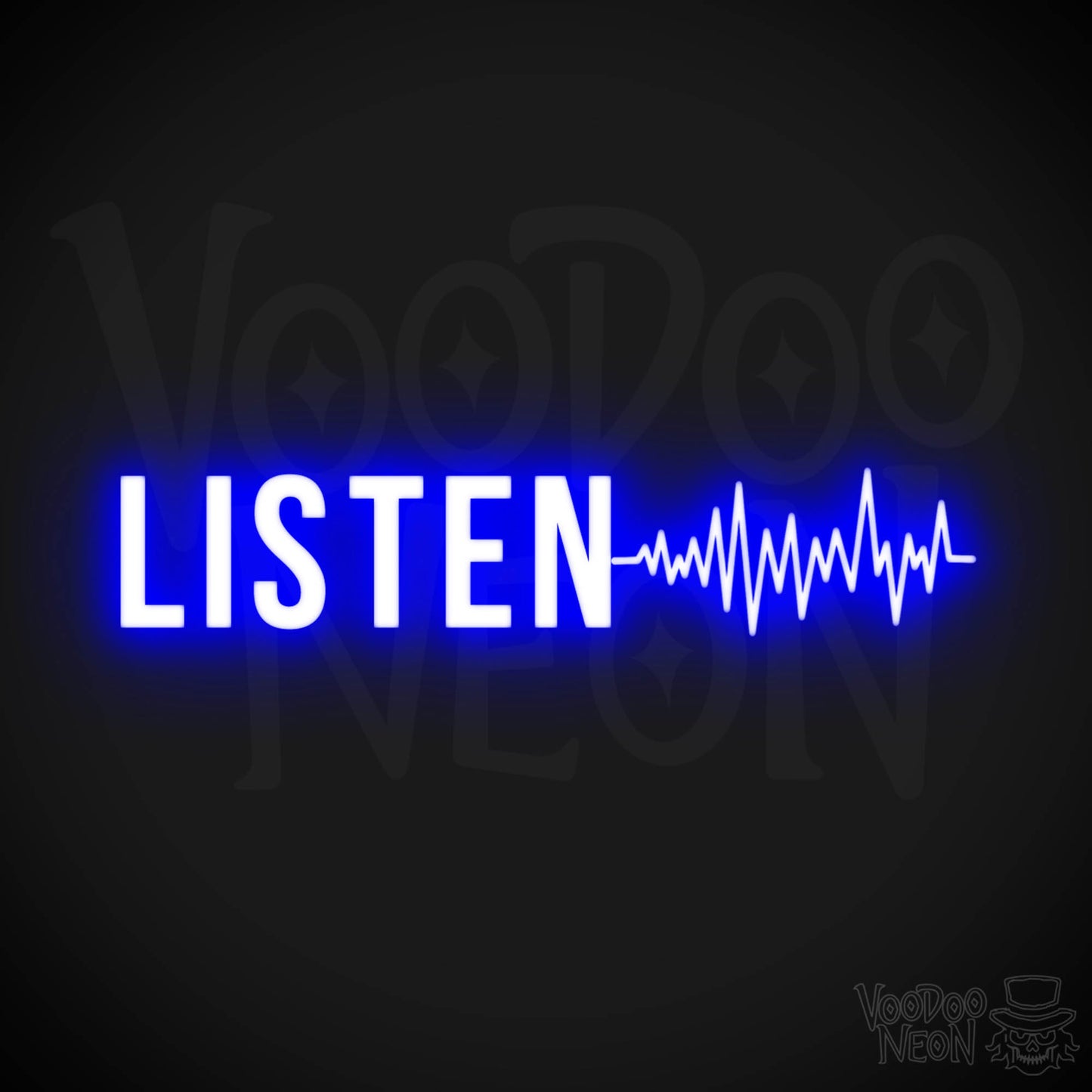 Listen Neon Sign - Neon Listen Sign - Color Dark Blue