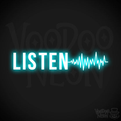Listen Neon Sign - Neon Listen Sign - Color Ice Blue