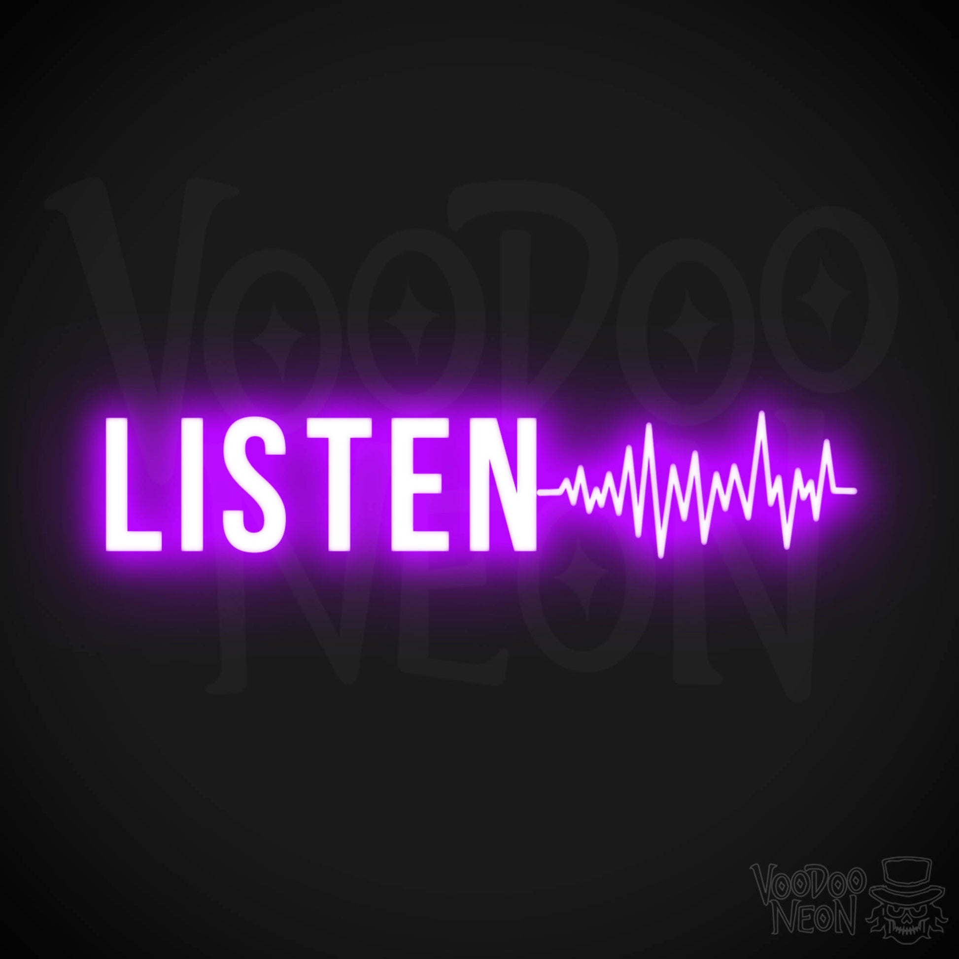 Listen Neon Sign - Neon Listen Sign - Color Purple