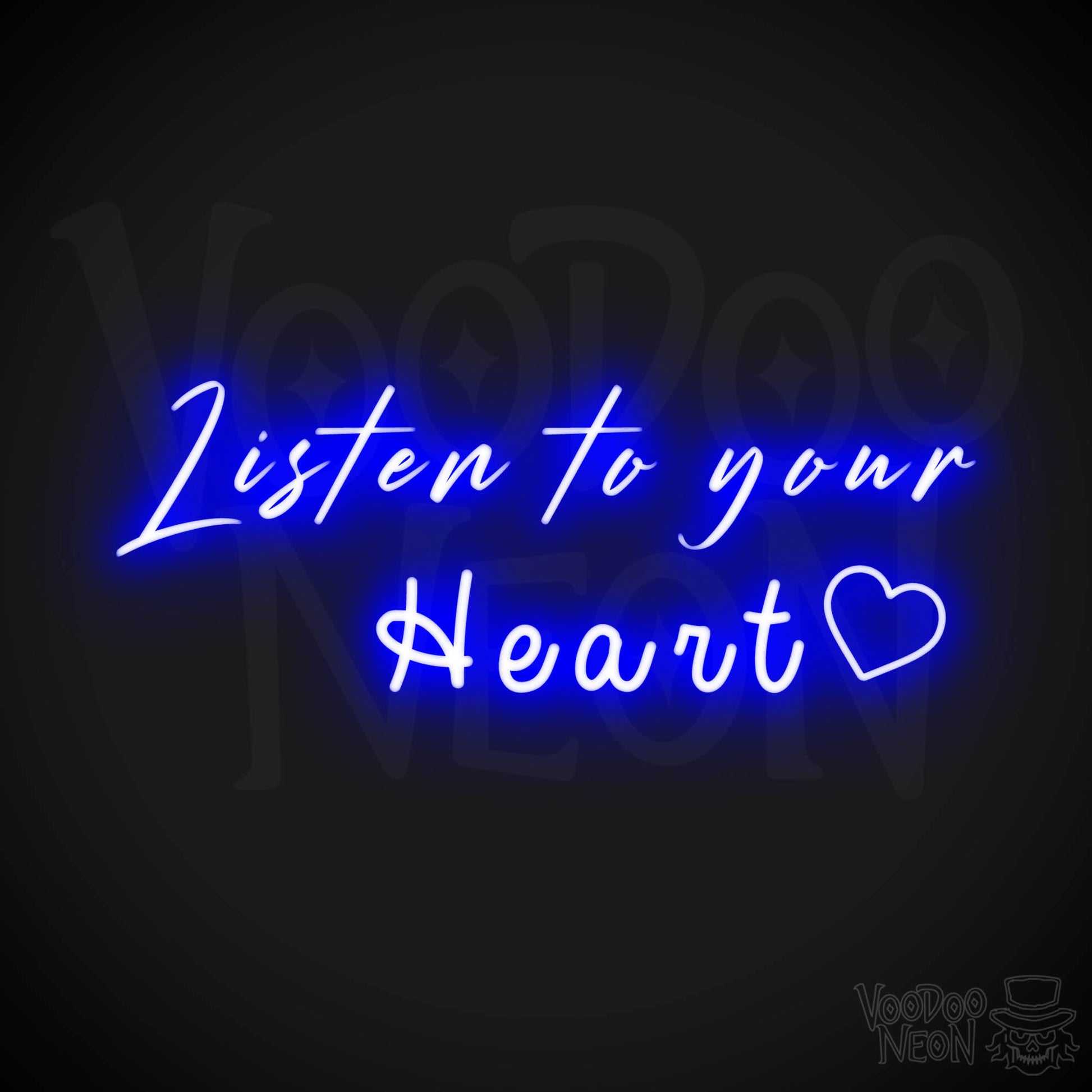Listen To Your Heart Neon Sign - Neon Listen To Your Heart Sign - Wedding Sign - Color Dark Blue