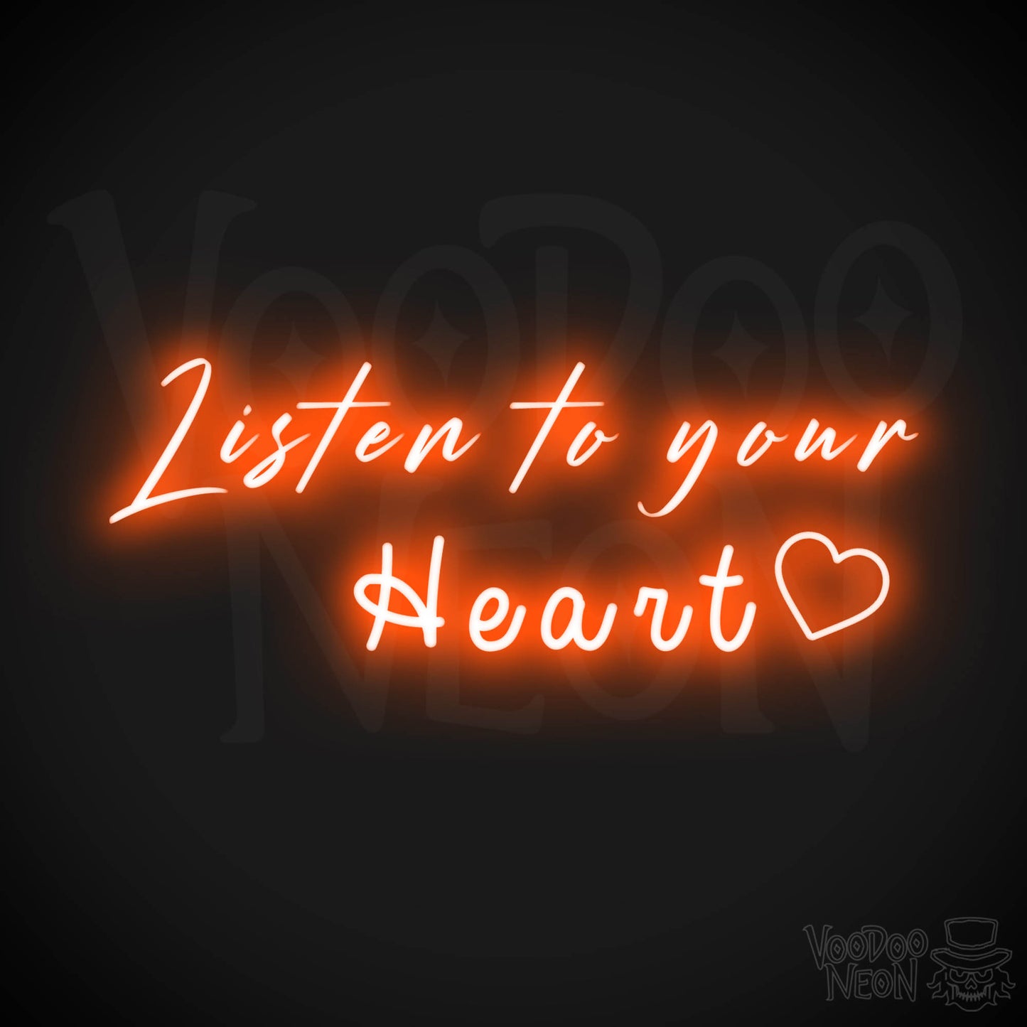 Listen To Your Heart Neon Sign - Neon Listen To Your Heart Sign - Wedding Sign - Color Orange