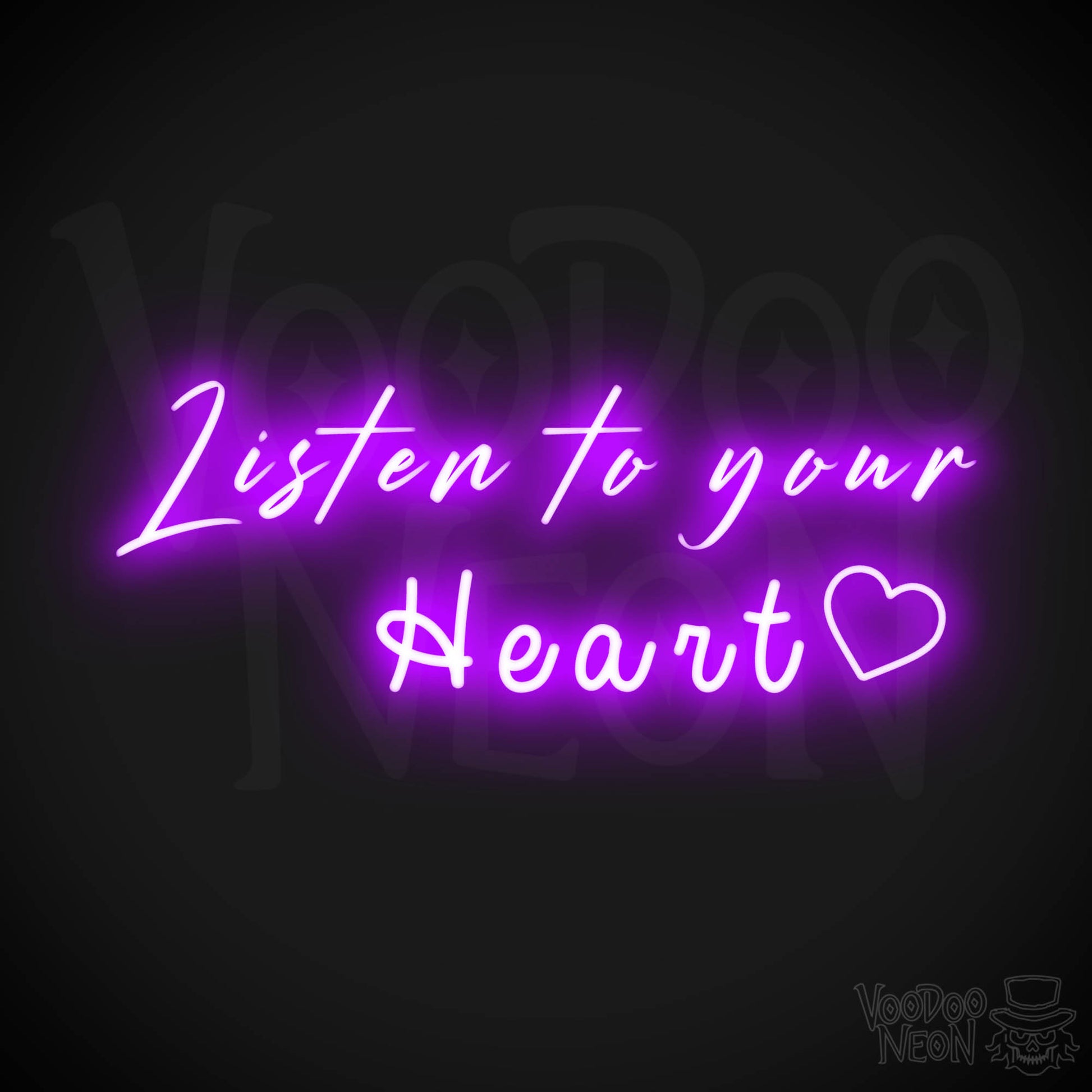 Listen To Your Heart Neon Sign - Neon Listen To Your Heart Sign - Wedding Sign - Color Purple