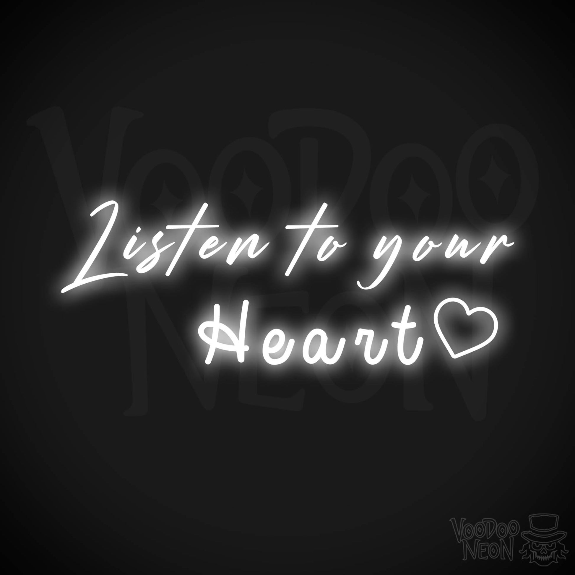 Listen To Your Heart Neon Sign - Neon Listen To Your Heart Sign - Wedding Sign - Color White