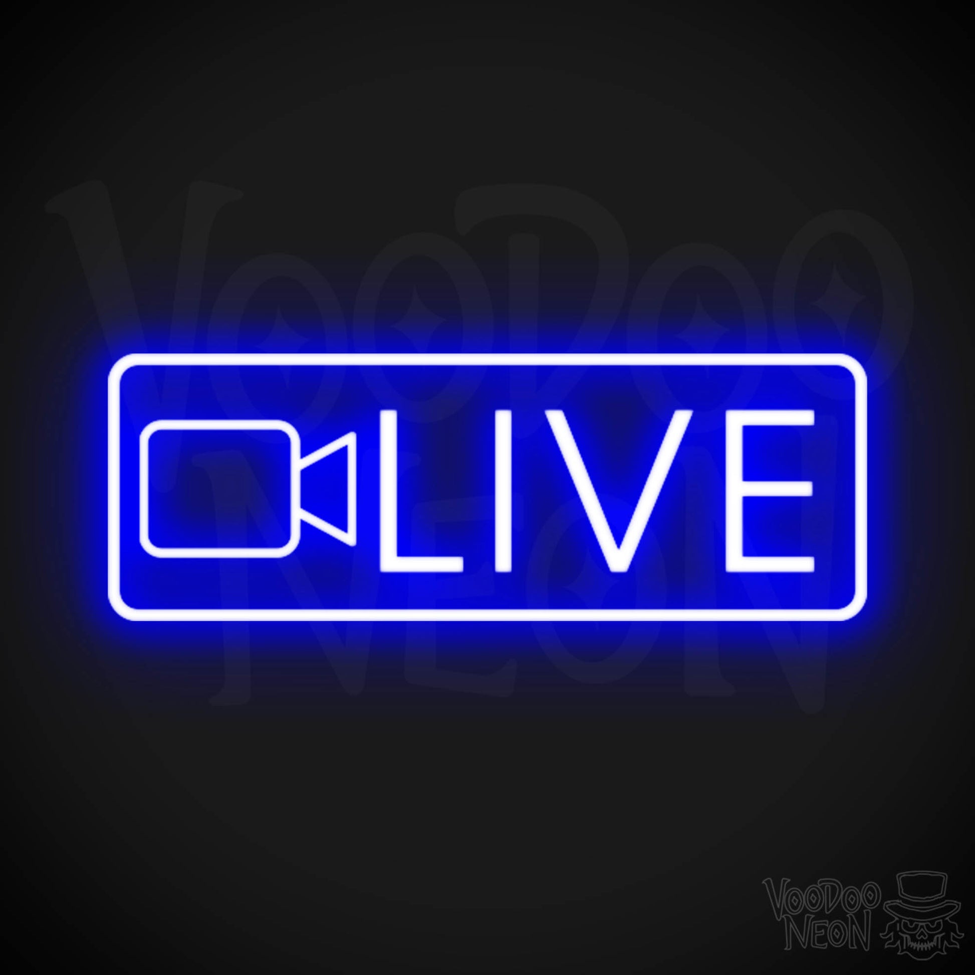Live Neon Sign - Neon Live Sign - Podcast Sign - Color Dark Blue