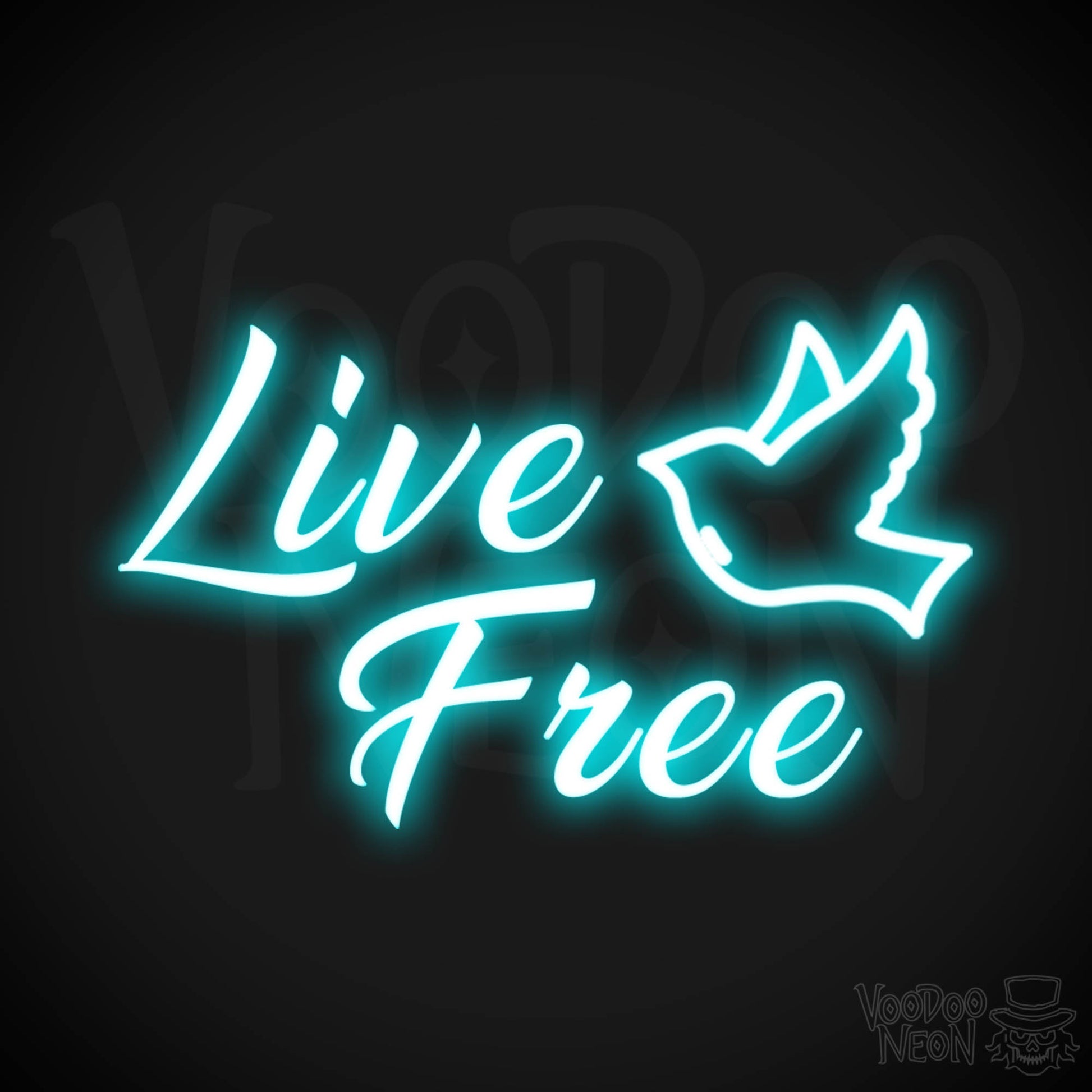 Live Free Neon Sign - Neon Live Free Sign - LED Lights - Color Ice Blue