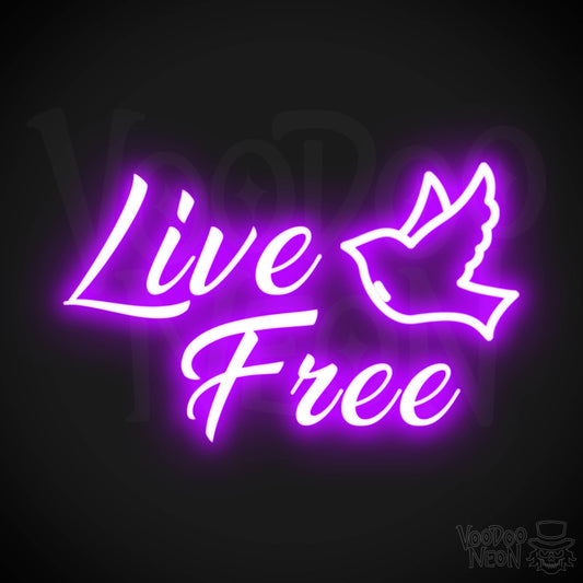 Live Free Neon Sign - Neon Live Free Sign - LED Lights - Color Purple