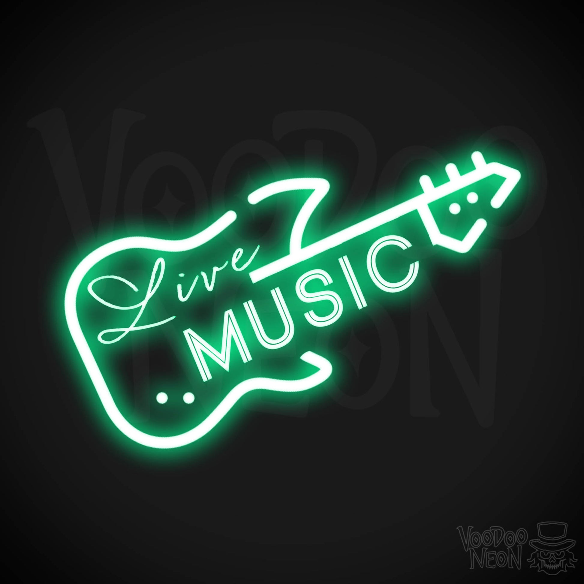 Live Music Neon Sign - Neon Live Music Sign - LED Artwork - Color Green