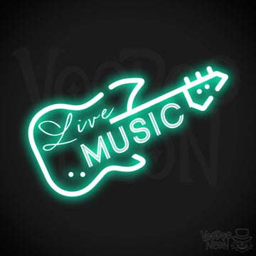 Live Music Neon Sign - Neon Live Music Sign - LED Artwork - Color Light Green