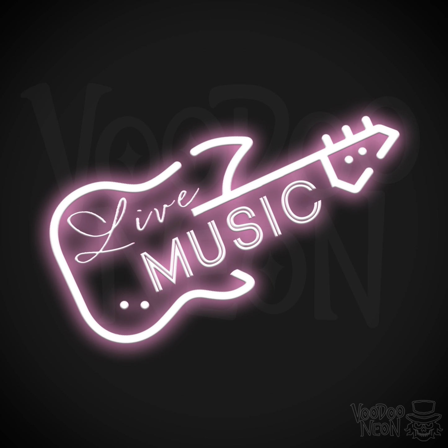 Live Music Neon Sign - Neon Live Music Sign - LED Artwork - Color Light Pink