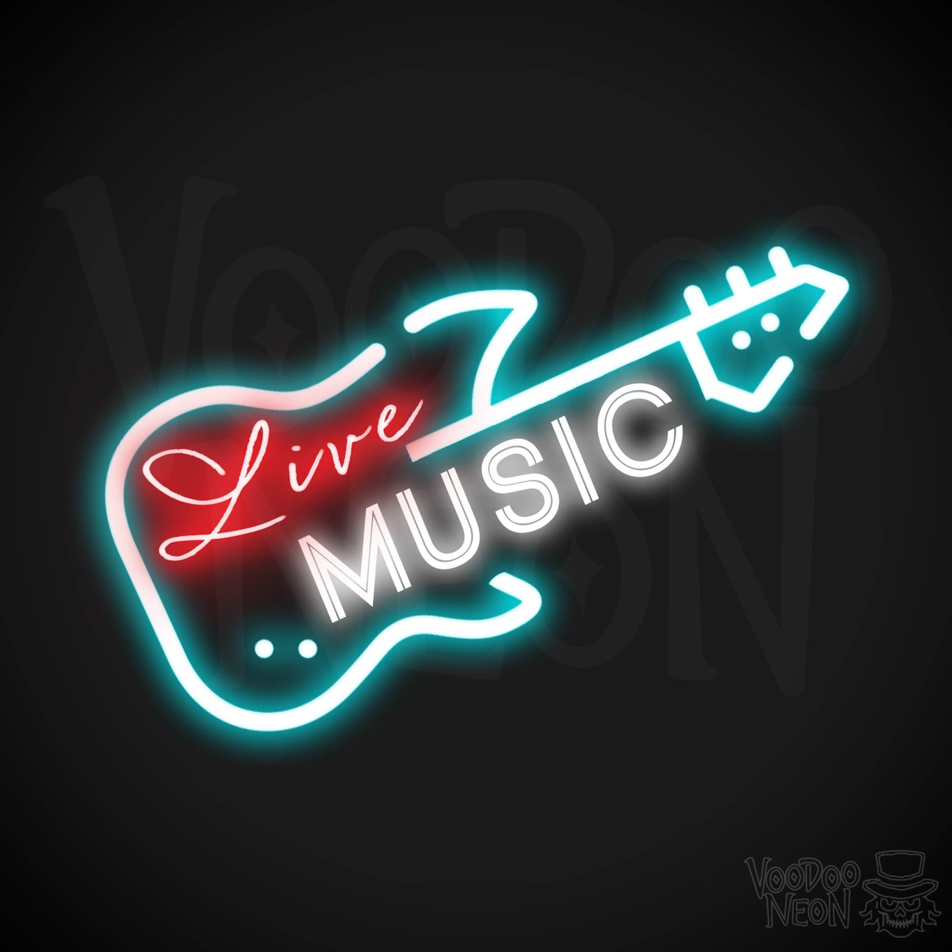 Live Music Neon Sign - Neon Live Music Sign - LED Artwork - Color Multi-Color