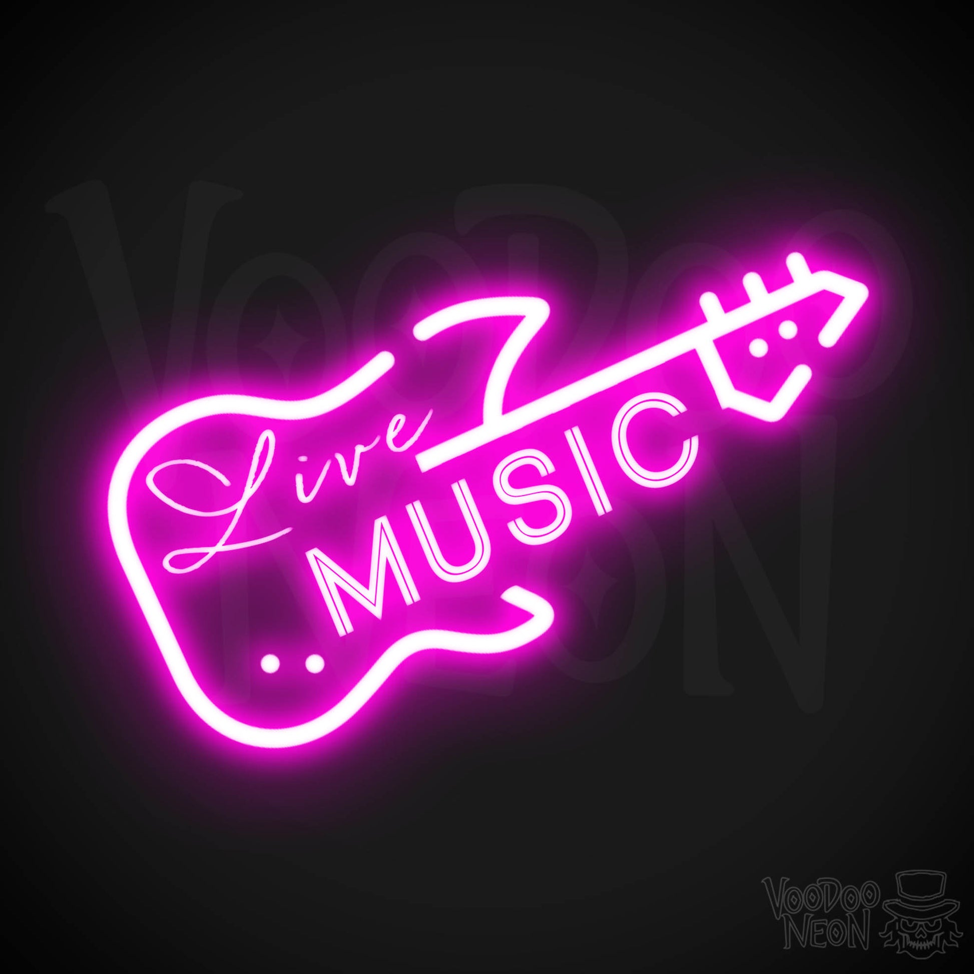 Live Music Neon Sign - Neon Live Music Sign - LED Artwork - Color Pink