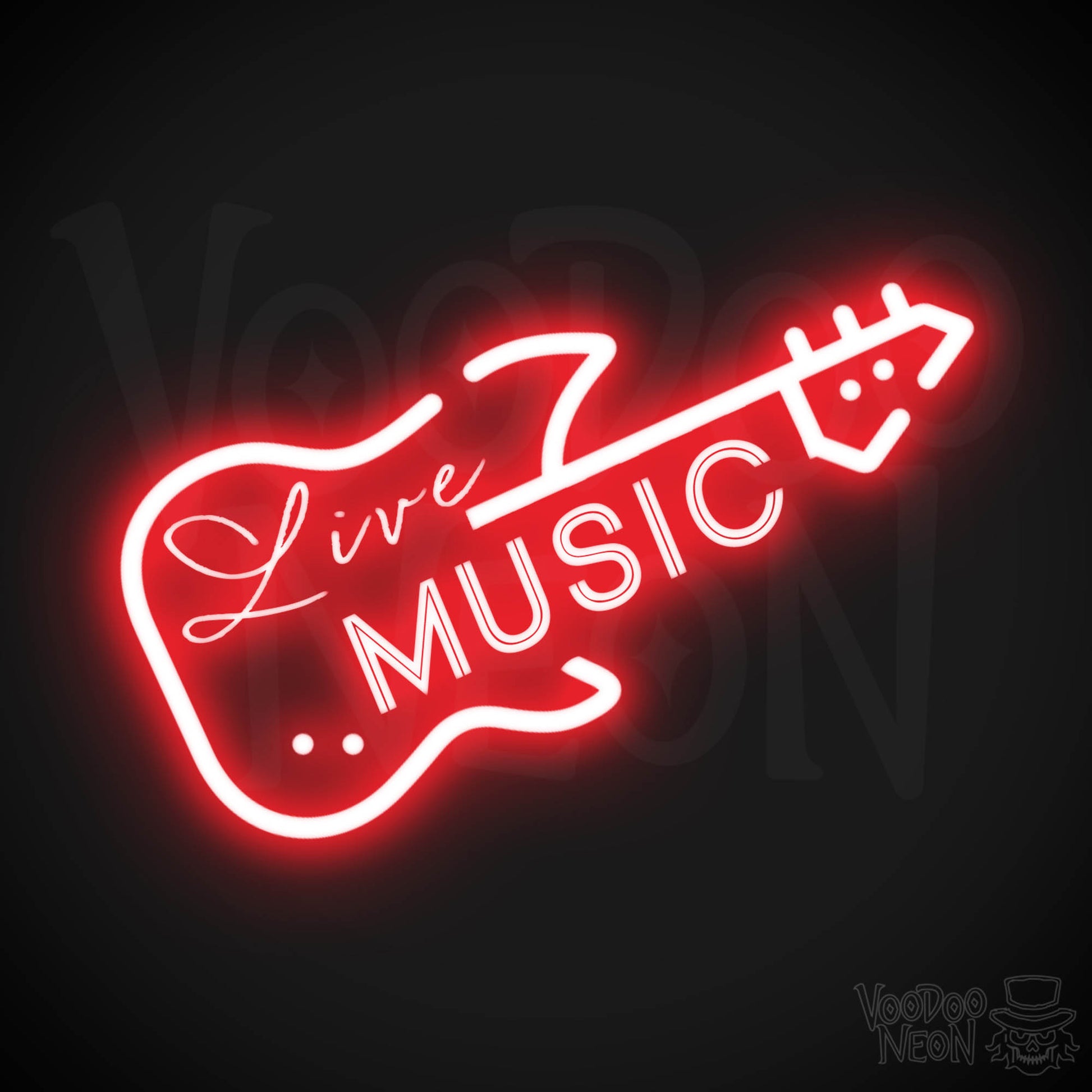 Live Music Neon Sign - Neon Live Music Sign - LED Artwork - Color Red