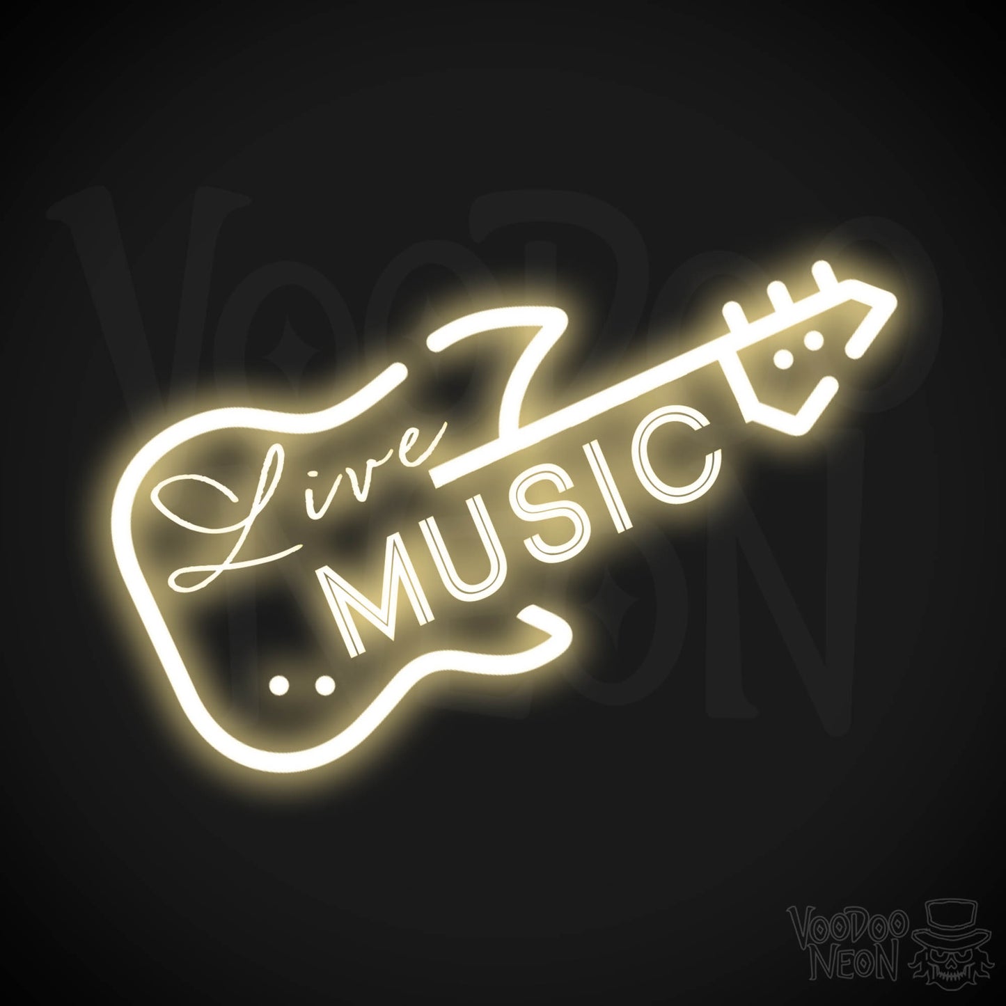 Live Music Neon Sign - Neon Live Music Sign - LED Artwork - Color Warm White