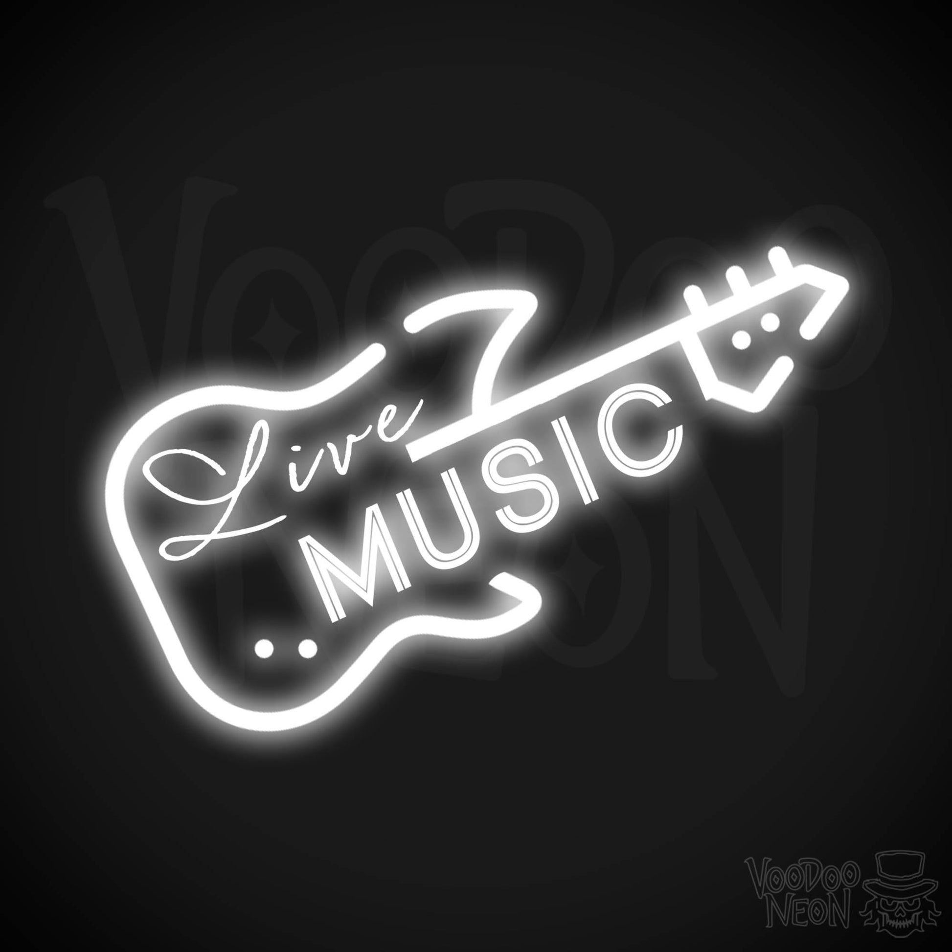 Live Music Neon Sign - Neon Live Music Sign - LED Artwork - Color White