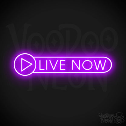 Live Now Neon Sign - Neon Live Now Sign - Podcast Sign - Color Purple