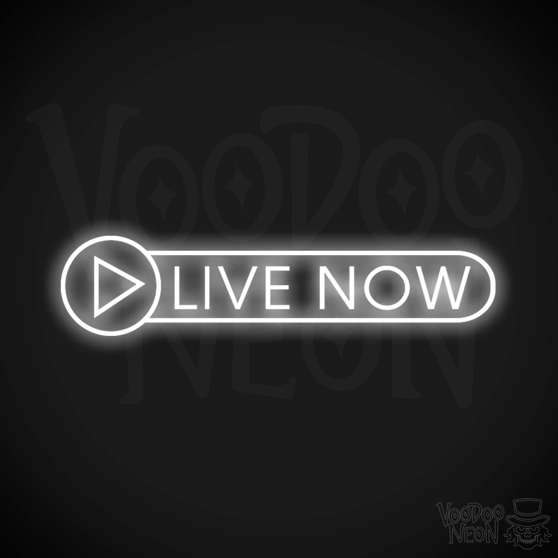 Live Now Neon Sign - Neon Live Now Sign - Podcast Sign - Color White