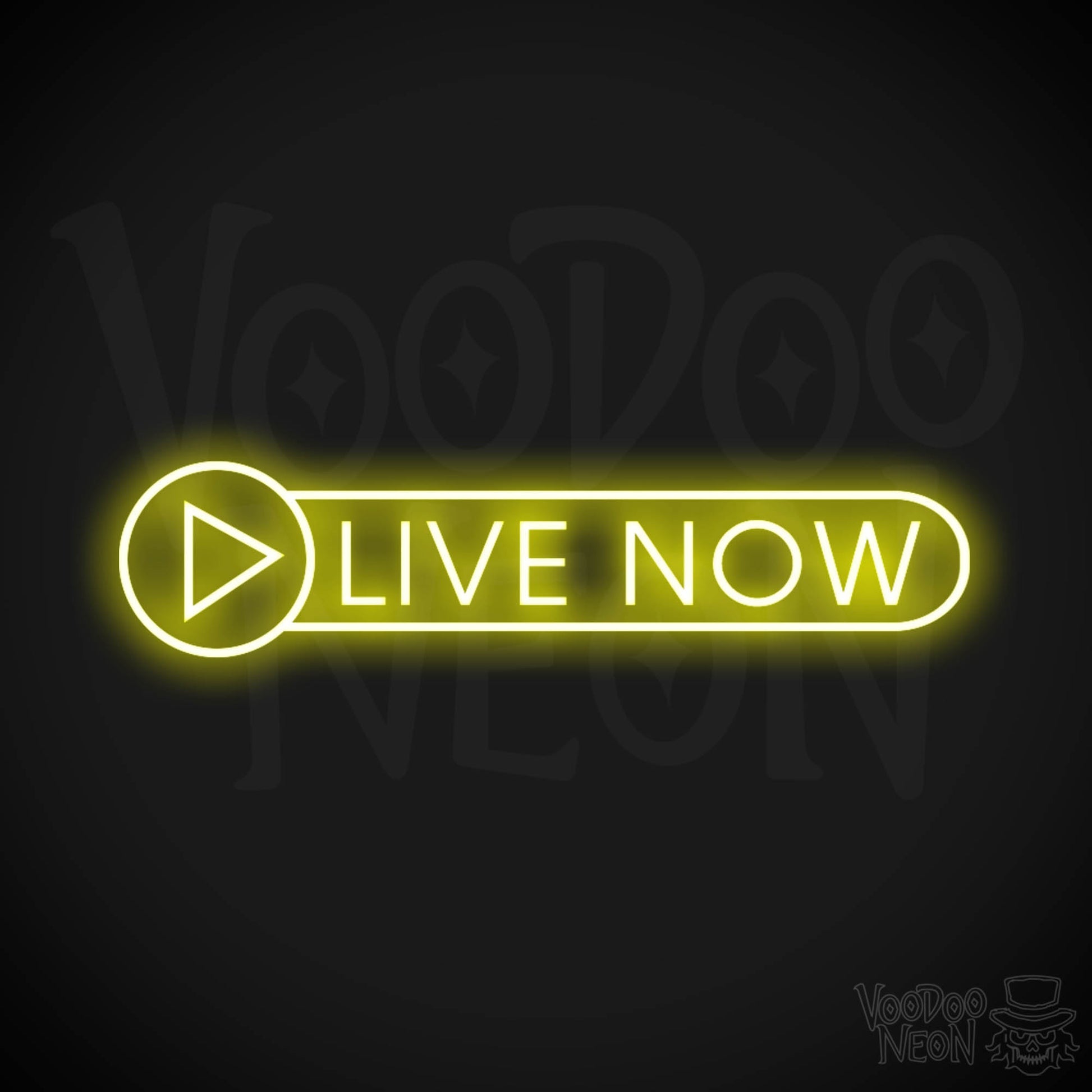 Live Now Neon Sign - Neon Live Now Sign - Podcast Sign - Color Yellow
