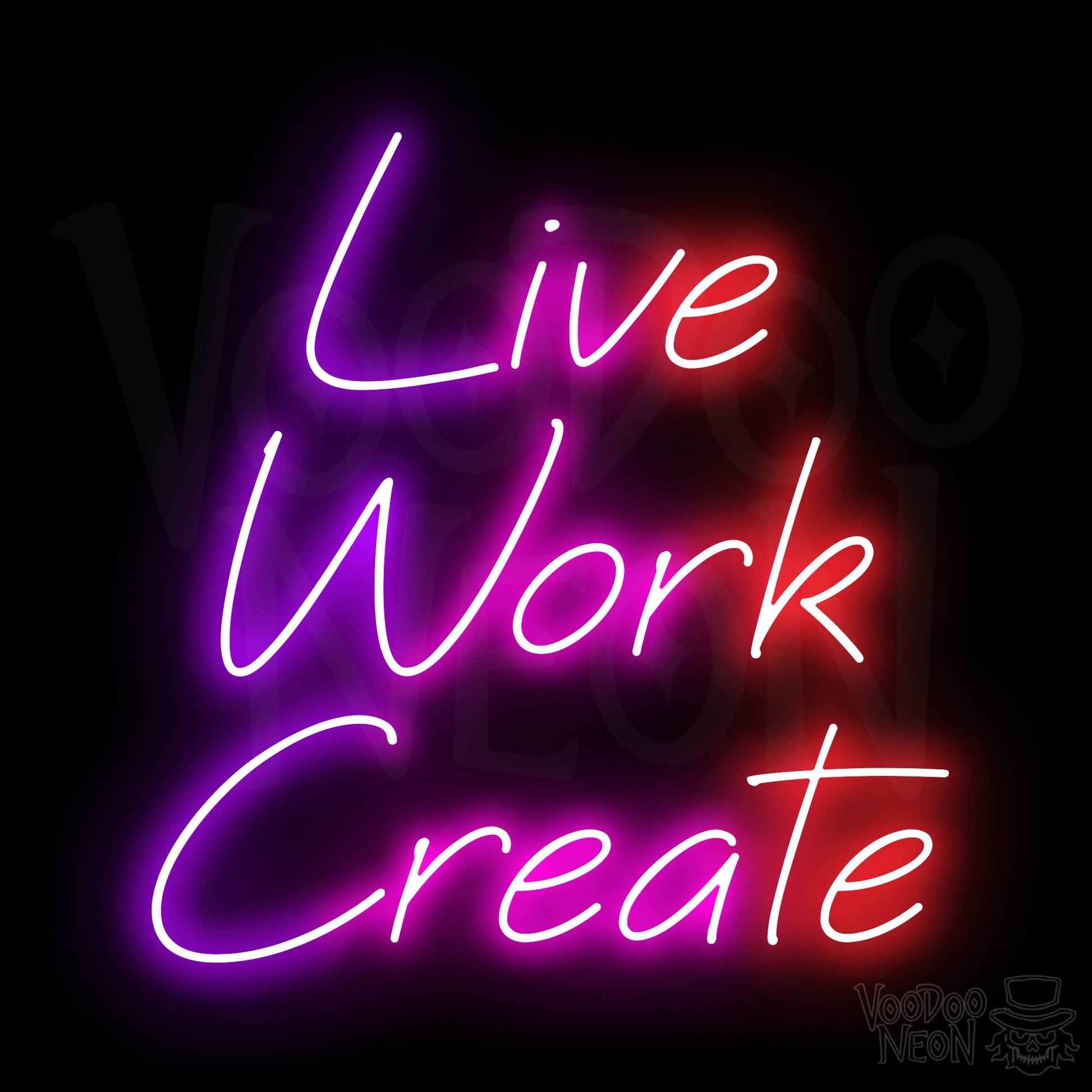 Live Work Create Neon Sign - Multi-Color