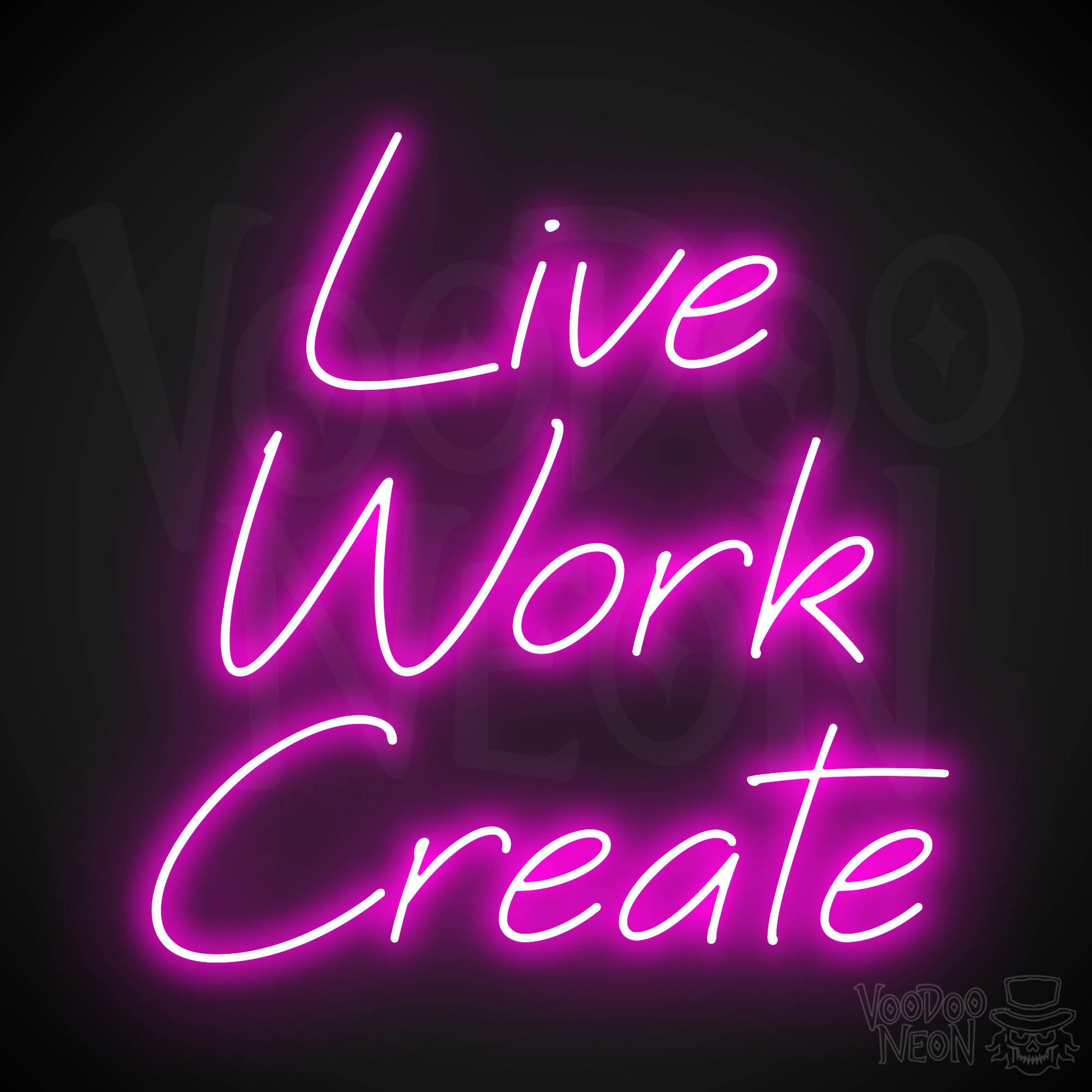 Live Work Create Neon Sign - Pink