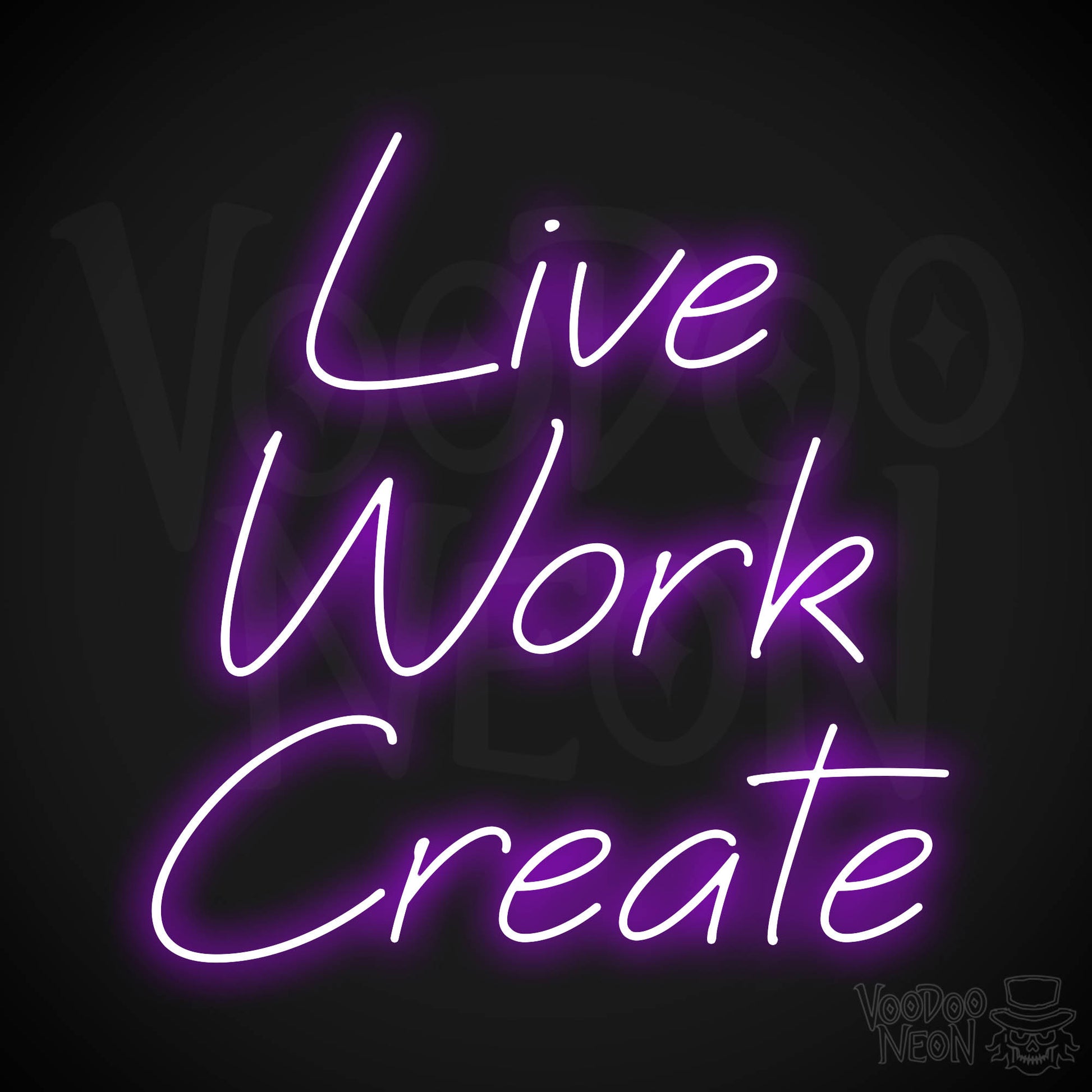 Live Work Create Neon Sign - Purple