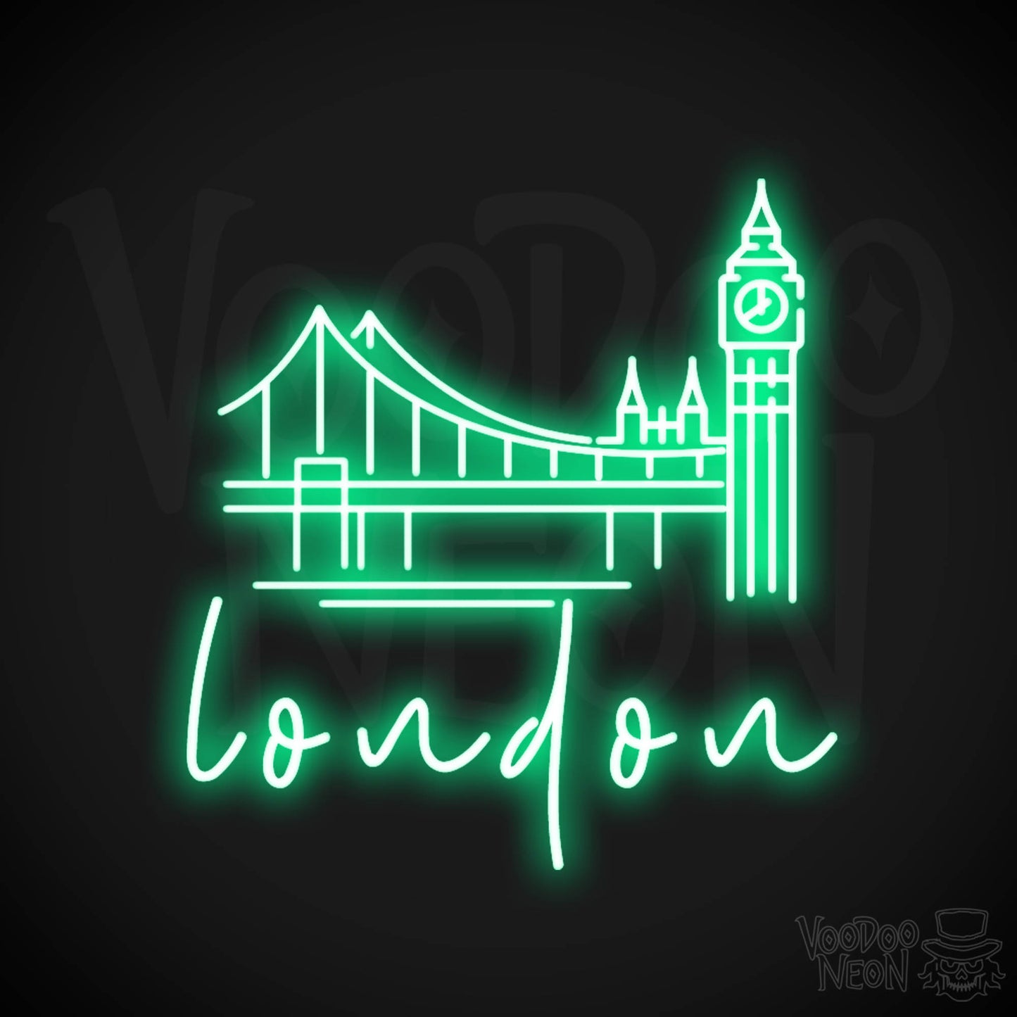 London Neon Sign - Neon London Sign - LED Sign - Color Green