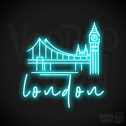 London Neon Sign - Neon London Sign - LED Sign - Color Ice Blue