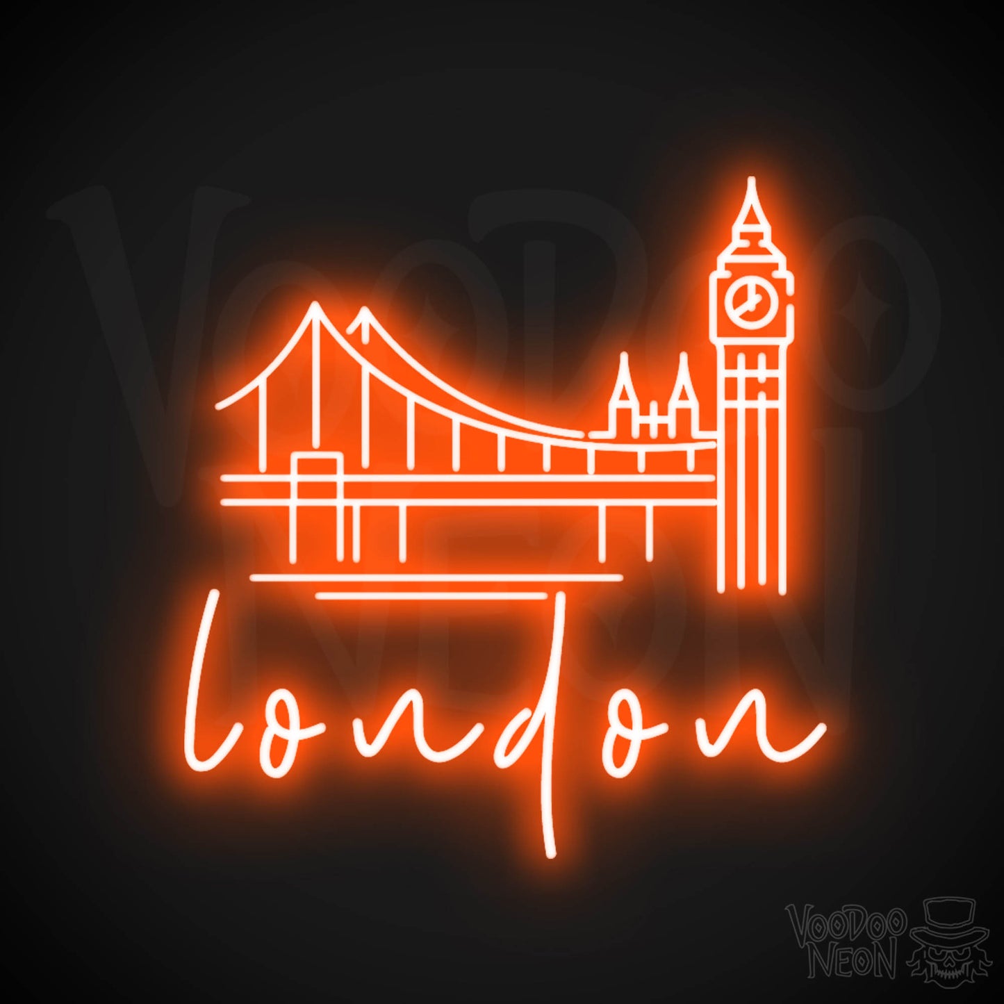 London Neon Sign - Neon London Sign - LED Sign - Color Orange