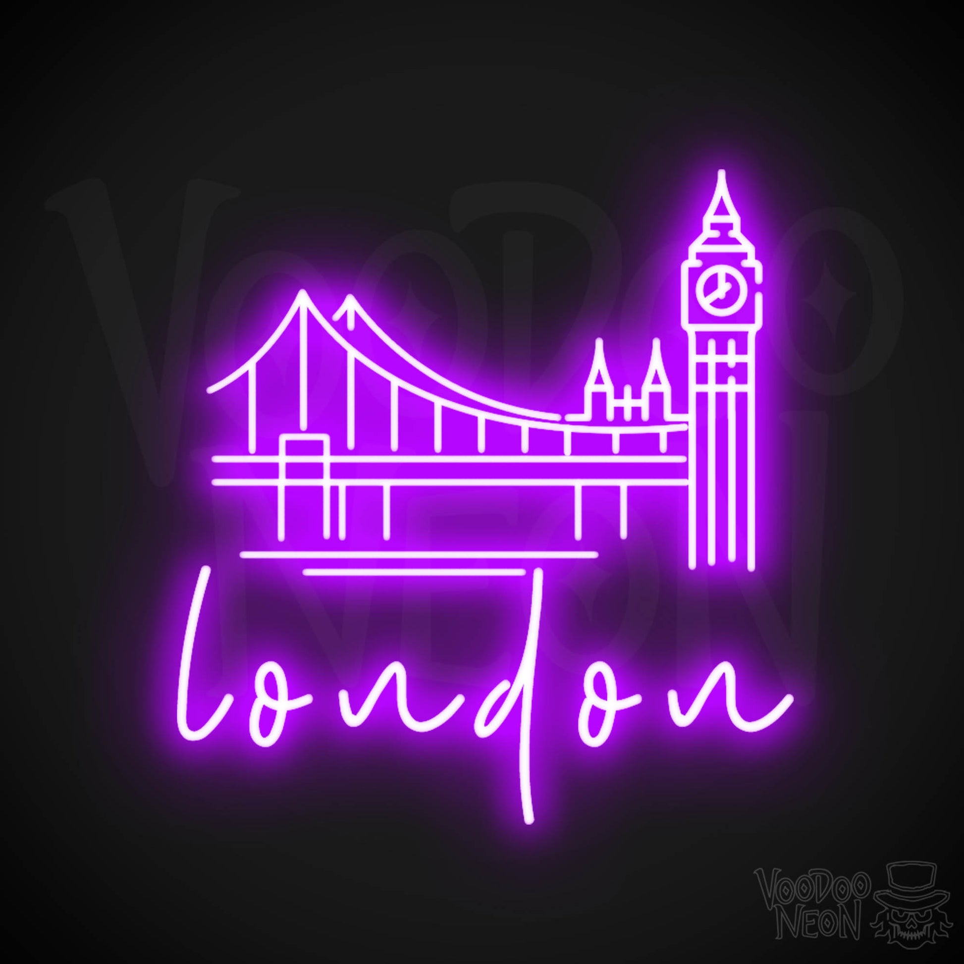 London Neon Sign - Neon London Sign - LED Sign - Color Purple