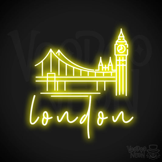 London Neon Sign - Neon London Sign - LED Sign - Color Yellow