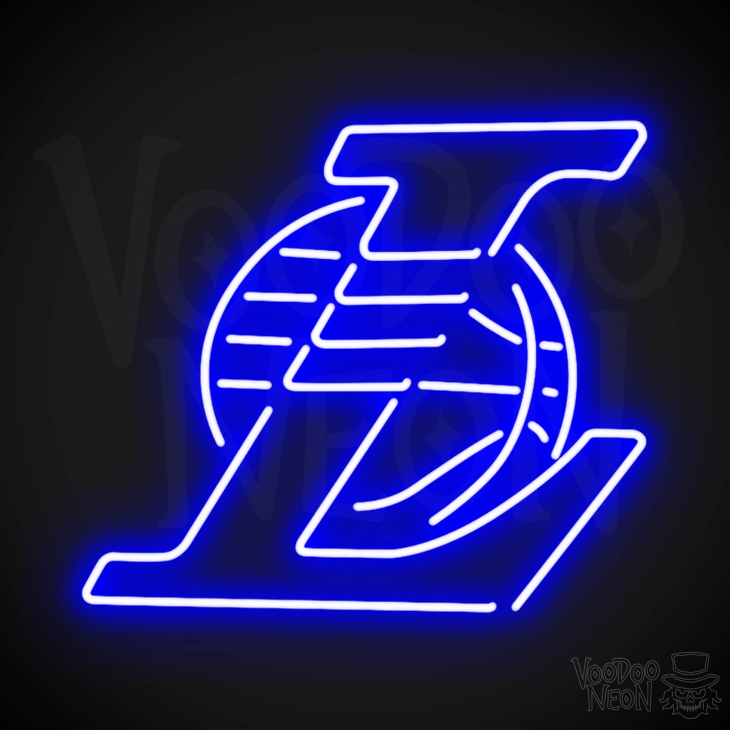 Los Angeles Lakers Neon Sign - Los Angeles Lakers Sign - Neon Lakers Logo Wall Art - Color Dark Blue