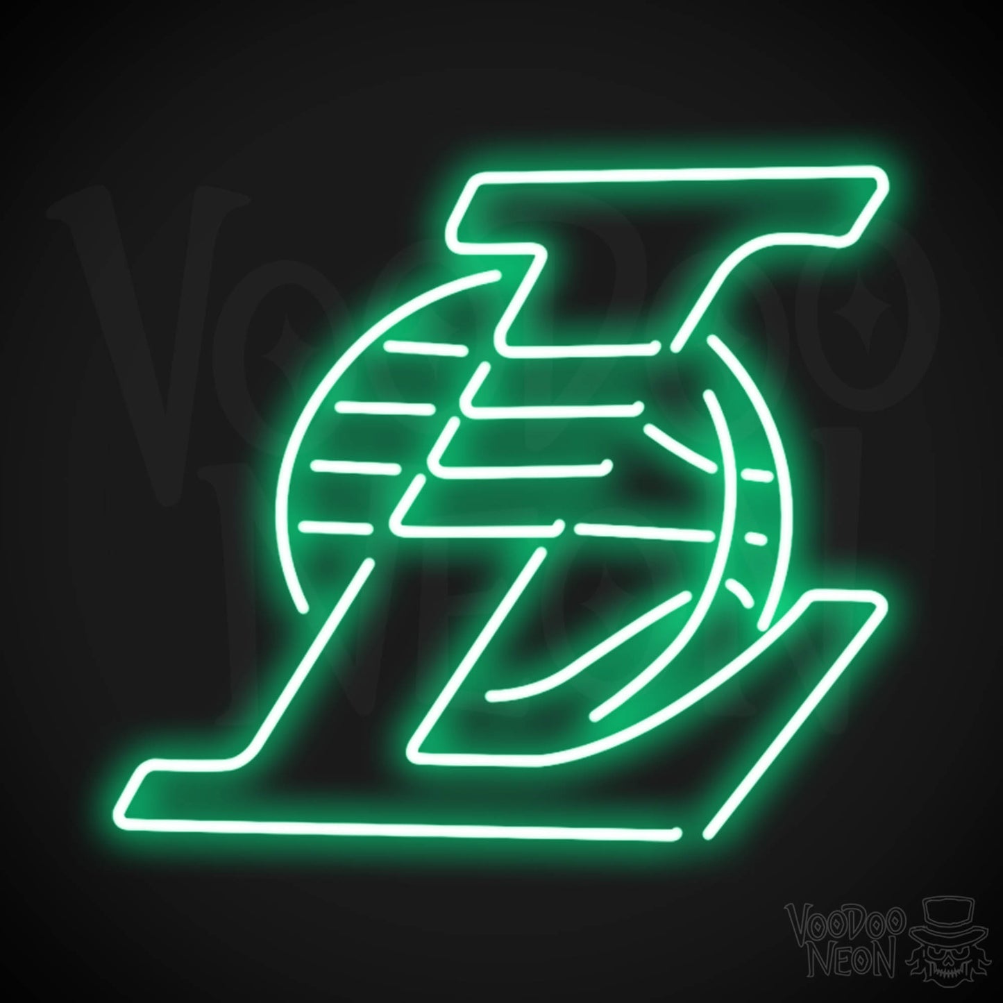 Los Angeles Lakers Neon Sign - Los Angeles Lakers Sign - Neon Lakers Logo Wall Art - Color Green
