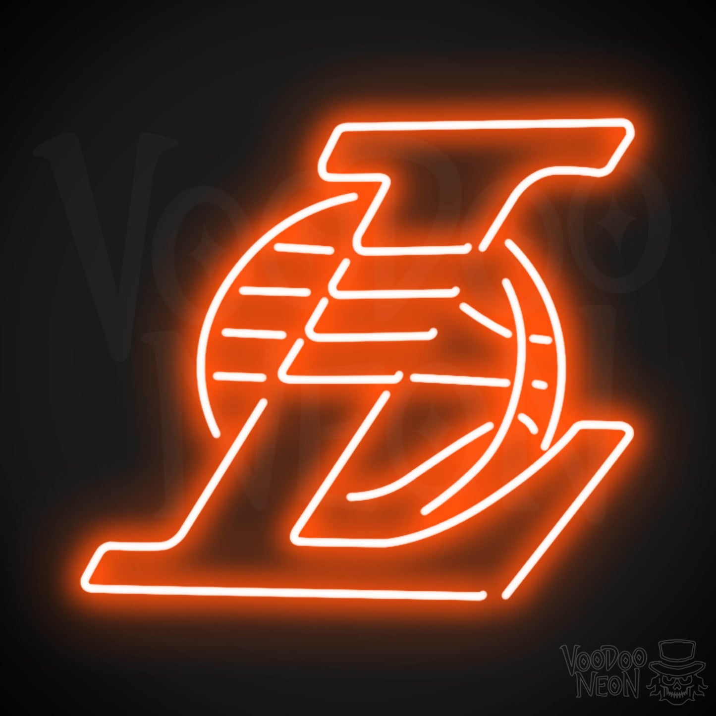 Los Angeles Lakers Neon Sign - Los Angeles Lakers Sign - Neon Lakers Logo Wall Art - Color Orange