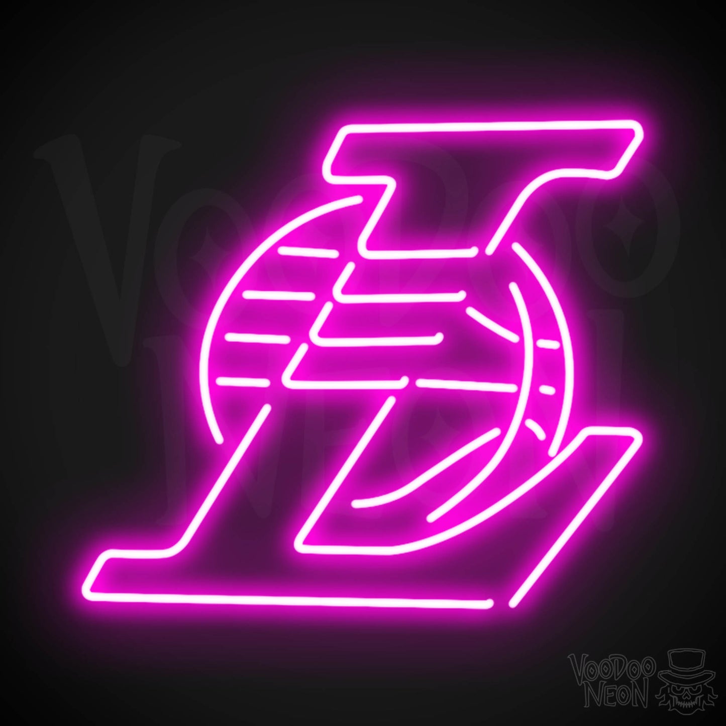 Los Angeles Lakers Neon Sign - Los Angeles Lakers Sign - Neon Lakers Logo Wall Art - Color Pink