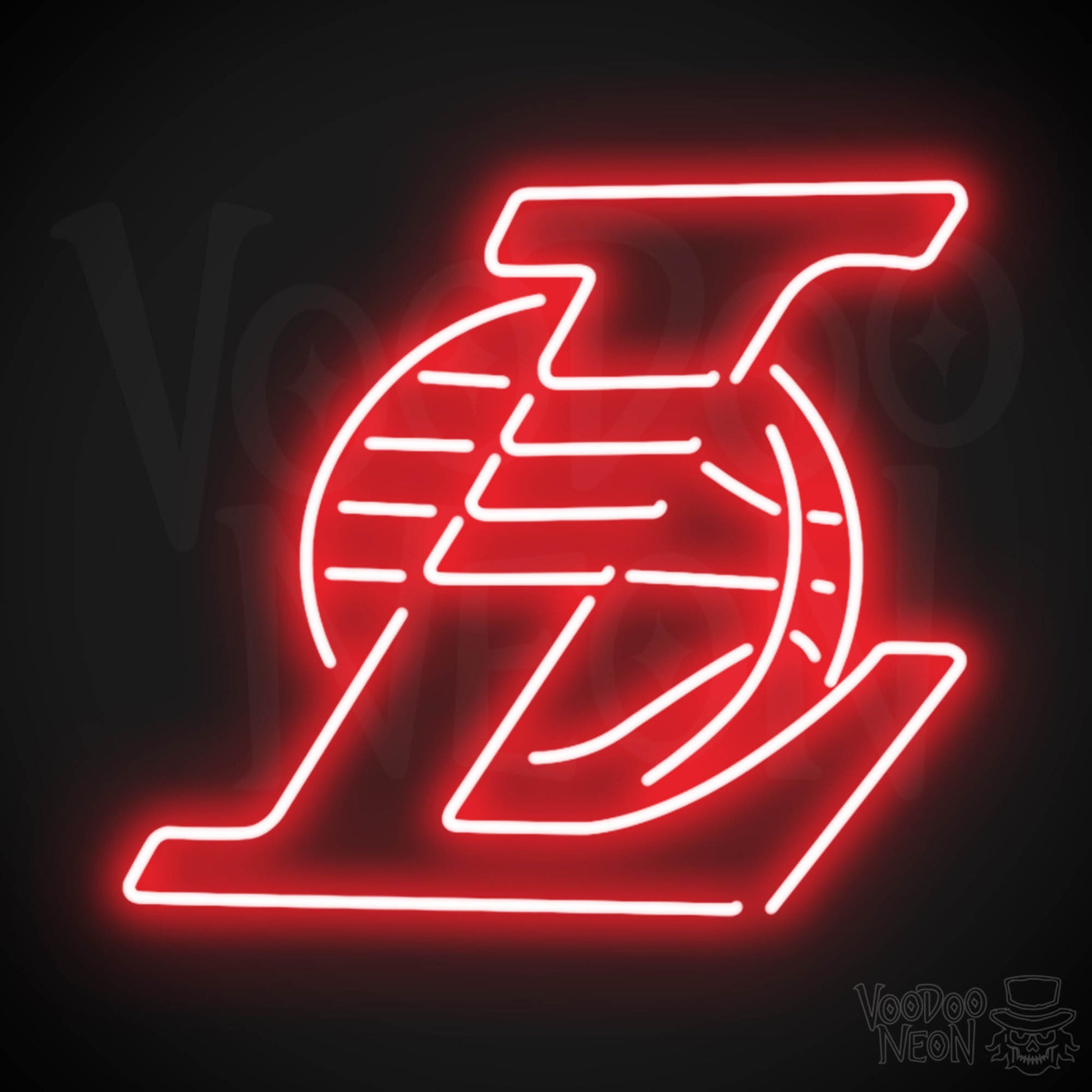 Los Angeles Lakers Neon Sign - Los Angeles Lakers Sign - Neon Lakers Logo Wall Art - Color Red
