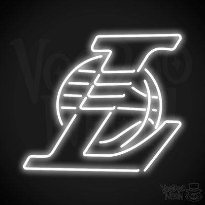 Los Angeles Lakers Neon Sign - Los Angeles Lakers Sign - Neon Lakers Logo Wall Art - Color White