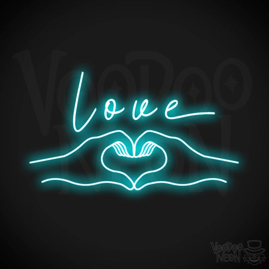 Love Heart Neon Sign - Love Heart Sign - Neon Love Heart Wall Art - Color Ice Blue