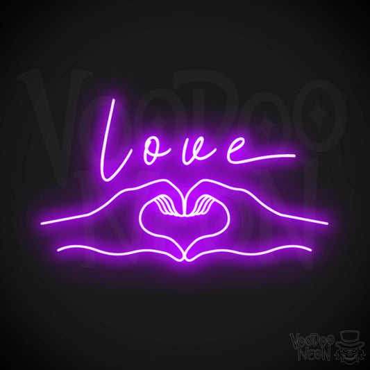 Love Heart Neon Sign - Love Heart Sign - Neon Love Heart Wall Art - Color Purple