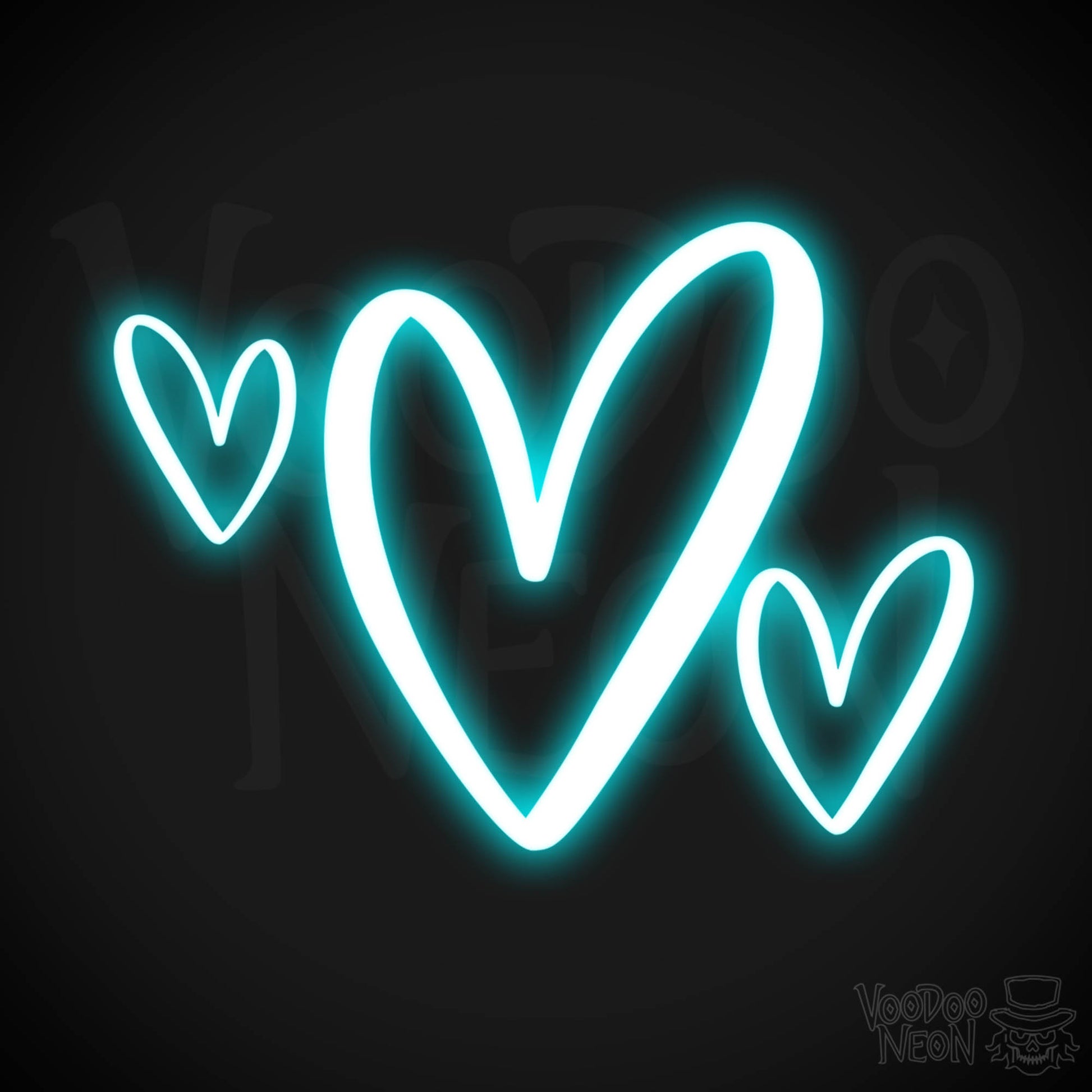 Neon Love Heart - Love Heart Neon Sign - LED Wall Art - Color Ice Blue