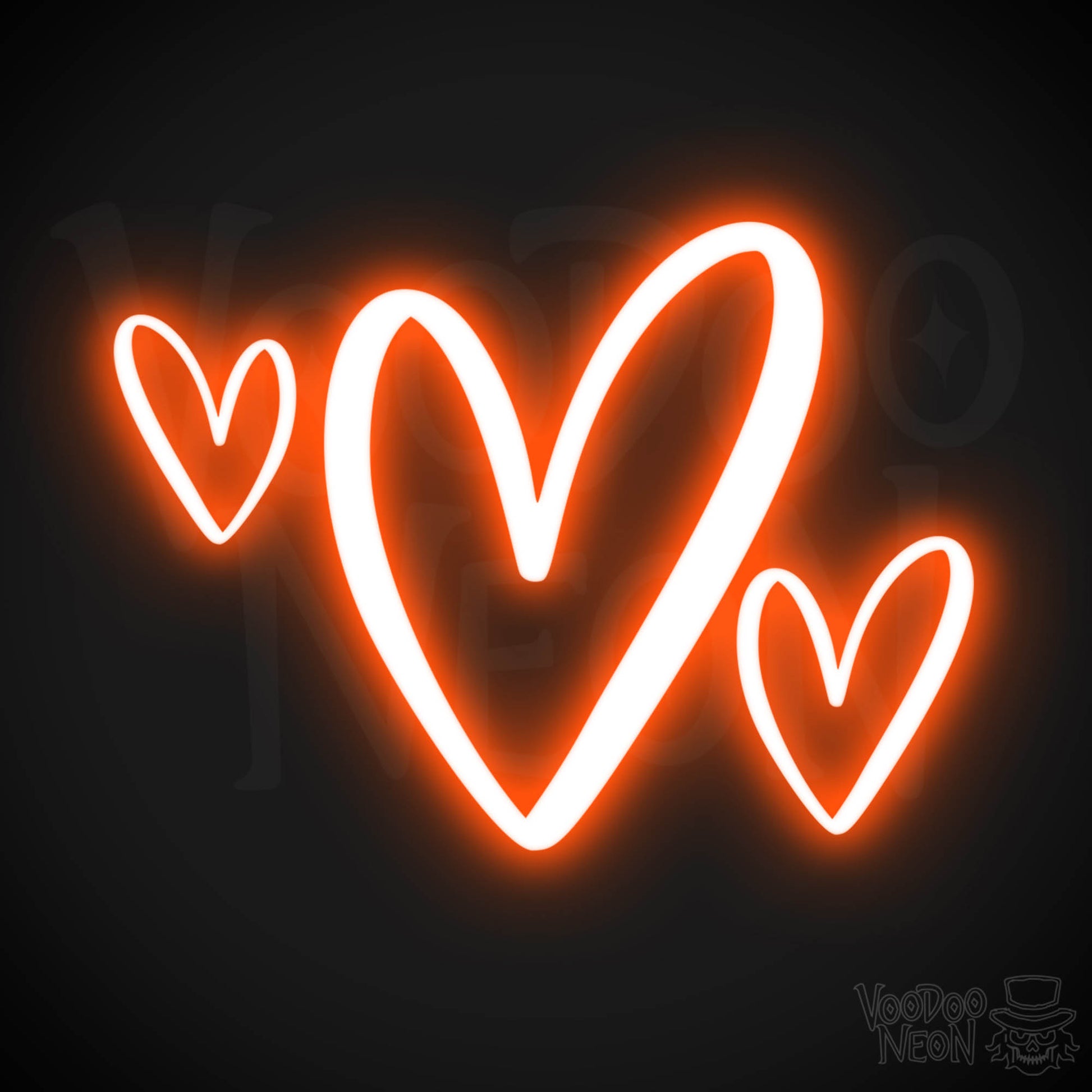 Neon Love Heart - Love Heart Neon Sign - LED Wall Art - Color Orange