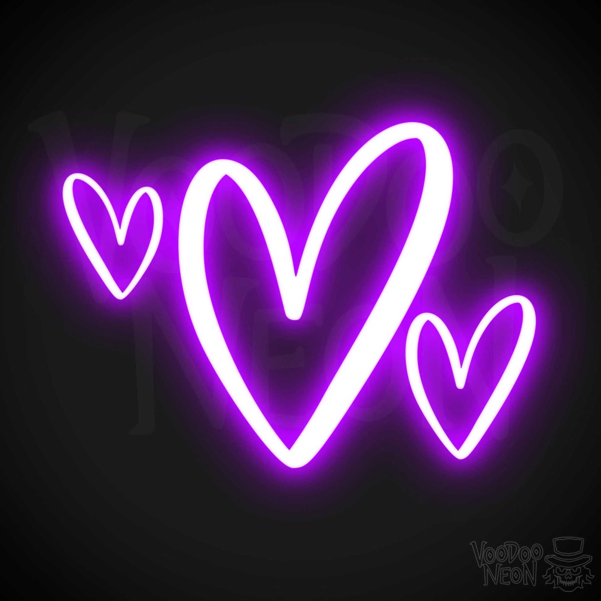 Neon Love Heart - Love Heart Neon Sign - LED Wall Art - Color Purple